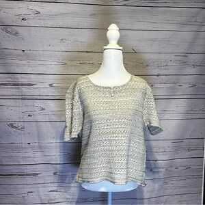 Basic Editions Gray and White Women's Blouse size Large